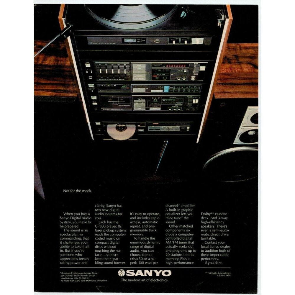1984 Sanyo Digital Audio System Vintage Print Ad (L8)